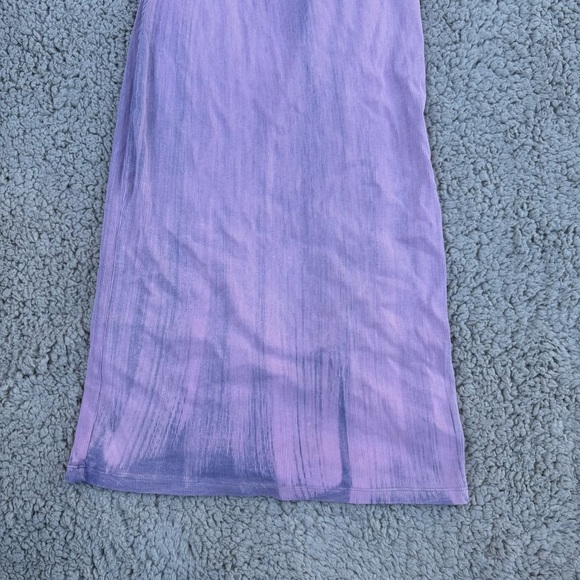 YOUNG FABULOUS & BROKE Mineral Wash Lavender Ribbed Halter Midi Dress Size M - Picture 5 of 7
